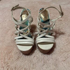 Madden Girl White Braided Strappy Wedge Sandals